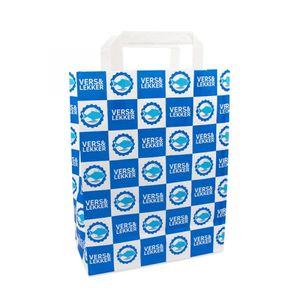 Picture 1 of Draagtas papier 22cm x 10cm x 28cm wit vers en lekker vis gebleekt kraft 70gr / m2