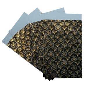 Picture 2 of Cadeauzakjes gemetaliseerd papier 12cm x 19cm zwart/goud streep 74gr / m2