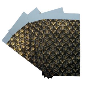 Picture 2 of Cadeauzakjes gemetaliseerd papier 12cm x 19cm zwart/goud streep 74gr / m2