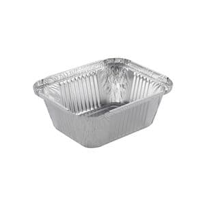 Picture 1 of Aluminium bakjes rechthoekig 14.1cm x 11.6cm x 4.8cm 1vaks 500ml zilver
