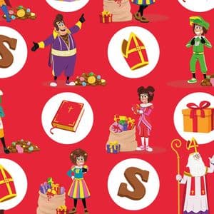 Picture 1 of Cadeaupapier sinterklaas 30cm x 200m 002 gecoat papier 70gr / m2