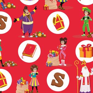 Picture 1 of Cadeaupapier sinterklaas 30cm x 200m 002 gecoat papier 70gr / m2