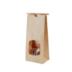 Picture 1 of Blokbodem / vensterzak Kraft / BOPP 11.5cm x 7cm x 24.5cm 80gr / m2
