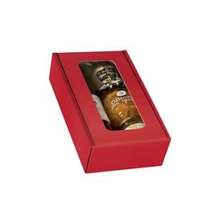 Picture 1 of Geschenkdoos met venster 2 fles rood kraft