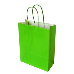 Picture 1 of Draagtas papier 22cm x 10cm x 31cm lichtgroen onbedrukt gebleekt kraft 90gr / m2