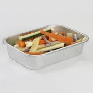 Picture 1 of Aluminium bakjes rechthoekig 17.8cm x 13.6cm x 3.4cm 1vaks 609ml zilver