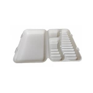 Picture 1 of Menubox 32.2cm x 22.3cm x 6.3cm 3vaks wit bagasse/suikerriet