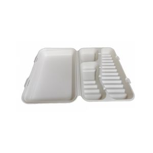 Picture 1 of Menubox 32.2cm x 22.3cm x 6.3cm 3vaks wit bagasse/suikerriet