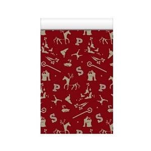 Picture 1 of Cadeauzakjes glans wit 17cm x 25cm rood sinterklaas 80gr / m2