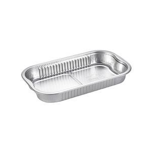 Picture 1 of Aluminium bakjes rechthoekig 23.4cm x 13.8cm x 3cm 1vaks 700ml zilver