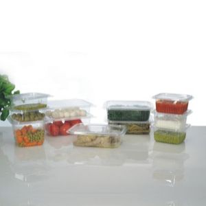 Picture 1 of Cups met deksels ovaal 14.5cm x 11.5cm x 3.1cm 150ml pet transparant