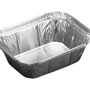 Picture 1 of Aluminium bakjes rechthoekig 12.6cm x 10cm x 4.1cm 1vaks 250ml zilver