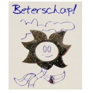 Picture 1 of Cadeau etiket rechthoek glans wit opdruk beterschap goud/blauw
