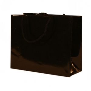 Picture 1 of Papieren koordtas 42cm x 13cm x 30cm zwart onbedrukt 170gr / m2