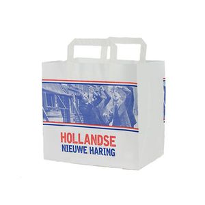 Picture 1 of Draagtas papier 26cm x 17cm x 26cm wit hollandse nieuwe haring gebleekt kraft 70gr / m2