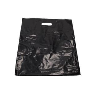 Picture 2 of Plastic draagtas gestanst handvat 37cm x 44cm zwart onbedrukt ldpe 50µm