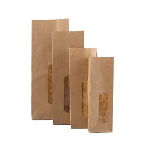 Picture 3 of Blokbodem / vensterzak kraft / OPP 7cm x 4cm x 20cm 80gr / m2