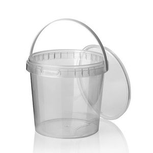 Picture 1 of Cups met deksels rond 13.3cm x 12.5cm 1000ml pp transparant met hengels