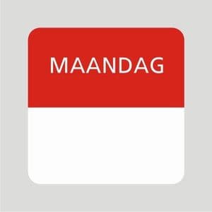 Picture 1 of Voedsel etiket 25x25 mm wit permanent (diepvries) opdruk maandag rood