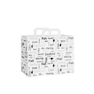 Picture 1 of Draagtas papier 32cm x 17cm x 25cm wit Enjoy fish gebleekt kraft 70gr / m2