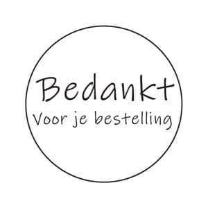 Picture 1 of Cadeau etiket rond 35 mm glans wit opdruk bedankt voor je bestelling zwart glans