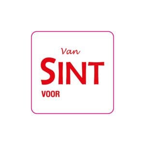 Picture 1 of Cadeau etiket vierkant 3x3 cm wit glans opdruk van sint voor glans rood