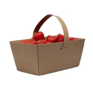 Picture 3 of Fruitbak karton met handvat 12cm x 21cm x 9cm 1000gr bruin