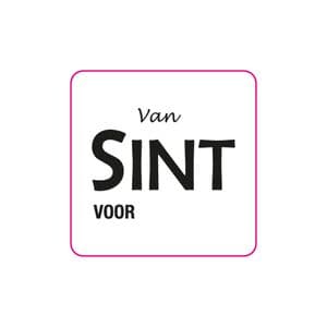 Picture 1 of Cadeau etiket vierkant 3x3 cm glans wit opdruk van Sint voor glans zwart