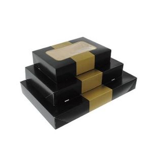 Picture 1 of Cateringdoos met venster 46cm x 31cm x 8cm zwart/goud carbo