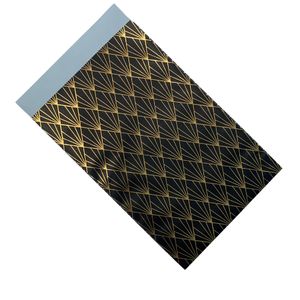 Picture 1 of Cadeauzakjes gemetaliseerd papier 12cm x 19cm zwart/goud streep 74gr / m2
