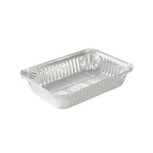 Picture 1 of Aluminium bakjes rechthoekig 21.4cm x 15.1cm x 3.8cm 1vaks 900ml zilver