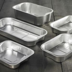 Picture 1 of Aluminium bakjes rechthoekig 23.4cm x 13.8cm x 4.3cm 1vaks 964ml zilver