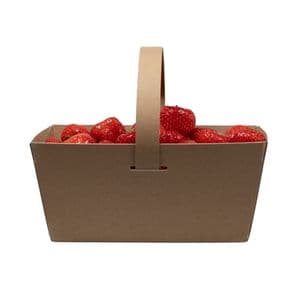 Picture 4 of Fruitbak karton met handvat 12cm x 21cm x 9cm 1000gr bruin