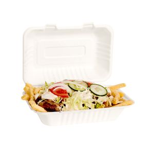Picture 1 of Menubox 23cm x 15.3cm x 8cm 1000ml 1vaks wit bagasse/suikerriet