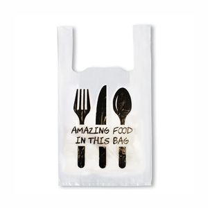 Picture 1 of Hemddraagtas 27cm x 6cm x 48cm wit Amazing food hdpe 16µm geblokt