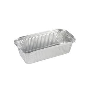 Picture 1 of Aluminium bakjes rechthoekig 21.4cm x 11cm x 5.4cm 1vaks 910ml zilver