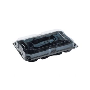 Picture 1 of Fondueschaal met deksel 35cm x 24cm x 6cm zwart/transparant rechthoek