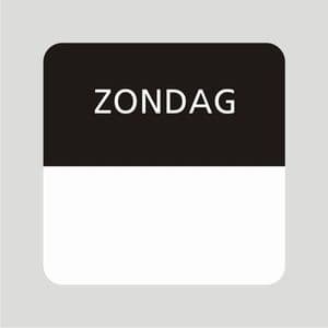 Picture 1 of Voedsel etiket 25x25 mm wit permanent (diepvries) opdruk zondag zwart