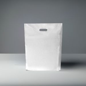 Picture 1 of Plastic draagtas gestanst handvat 60cm x 51cm wit onbedrukt ldpe 50µm