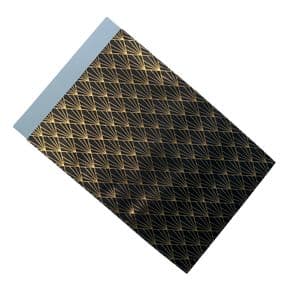 Picture 1 of Cadeauzakjes gemetaliseerd papier 17cm x 25cm zwart/goud streep 74gr / m2