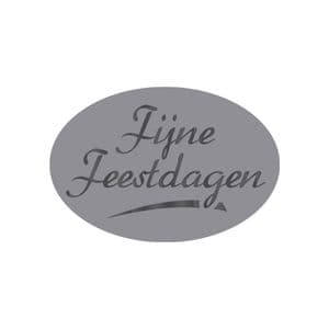 Picture 1 of Cadeau etiket ovaal mat zilver opdruk fijne feestdagen zilver glans