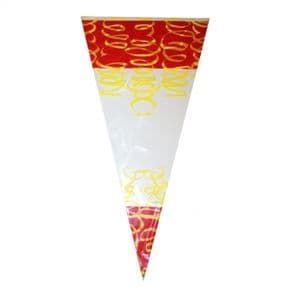 Picture 2 of Polyprop puntzak 18cm x 37cm 45µm rood/geel fiesta