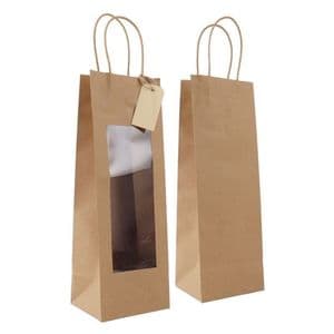 Picture 1 of Koordtas 1 fles 12cm x 10cm x 35cm natronkraft bruin