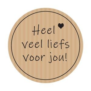 Picture 1 of Cadeau etiket rond 35 mm kraft opdruk heel veel liefs voor jou zwart