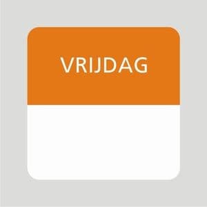 Picture 1 of Voedsel etiket 25x25 mm wit permanent (diepvries) opdruk vrijdag oranje