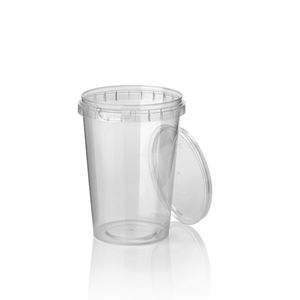 Picture 1 of Cups met deksels rond 9.5cm x 11.6cm 520ml pp transparant