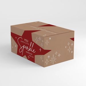 Picture 1 of Pakketdoos B 390mm x 290mm x 130mm bruin/rood sparkle kraft