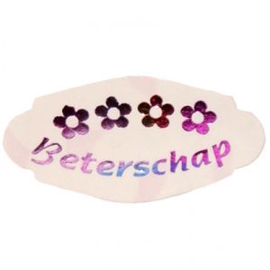 Picture 1 of Cadeau etiket ovaal glans wit opdruk beterschap multicolor