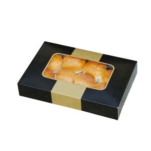 Picture 2 of Cateringdoos met venster 36cm x 25cm x 8cm zwart/goud carbo