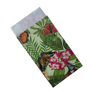 Picture 1 of Cadeauzakjes gecoat papier 7cm x 13cm groen/geel bloemen 80gr / m2